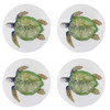 Coastal Green Sea Turtle Fused Glass 8 Inch Round Serving Plates Set of 4