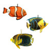Tropical Fish Ornaments 3 Dimensional Set of 3 Painted Resin 6 Inches