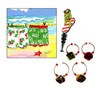 Coastal Holiday Christmas Celebration Wine Charms Napkins and Bottle Topper Set