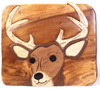 Deer Head Hand Carved Wood Step Stool 11 Inch