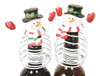 Whimsical White Snowman Springing Metal Bottle Toppers Set of 2 Dennis East