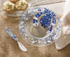 Blue Crab Fused Glass Dip Cup  8 Inch with Matching Spreader Serving Set