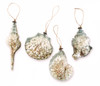 Shell Shaped and Filled Glass Christmas Holiday Ornaments 7 to 5 Inch Set of 4