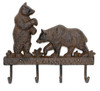 Large Brown Bears Key Hooks Wall Plaque Cast Iron