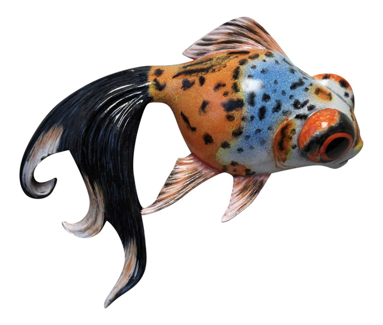 Fancy Blue Orange Black Specks Goldfish Childs Room Bath 6 Inch Wall