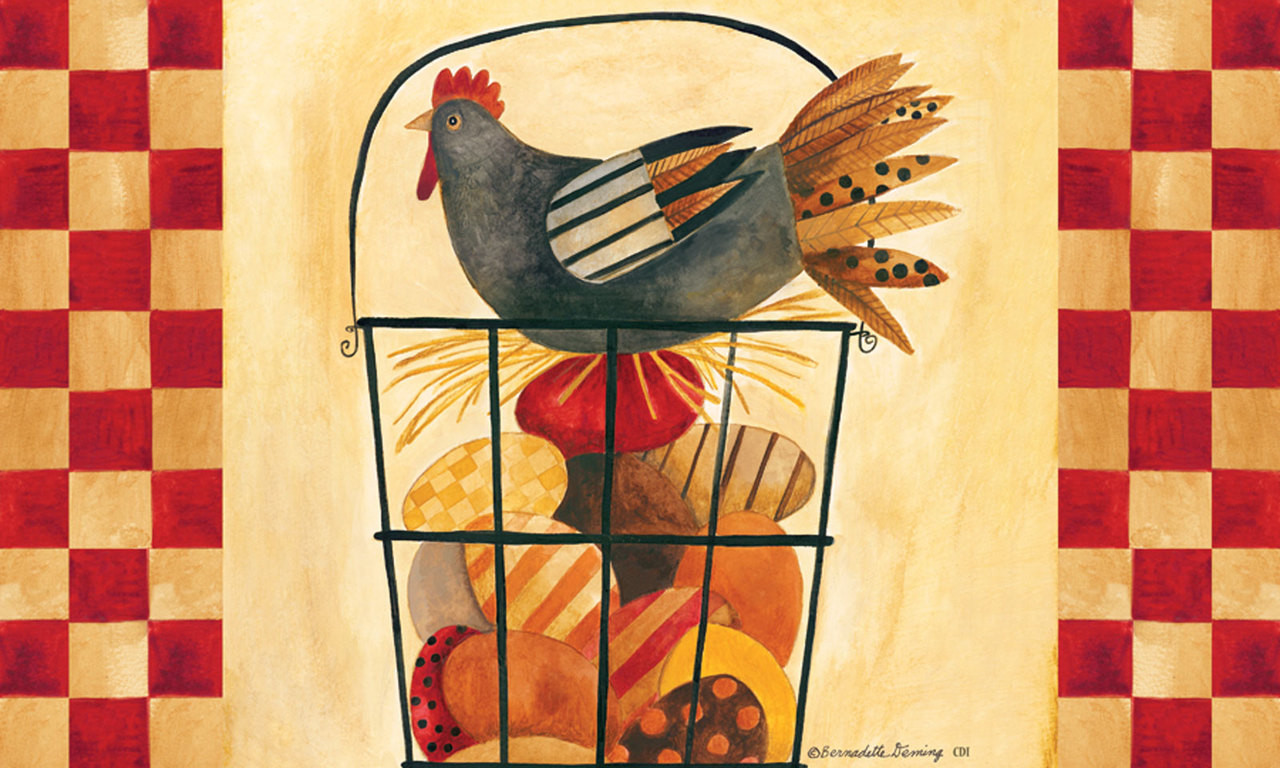 Chicken Sitting in Egg Basket 30 X 18 Inch Kitchen Floor Mat Mary B