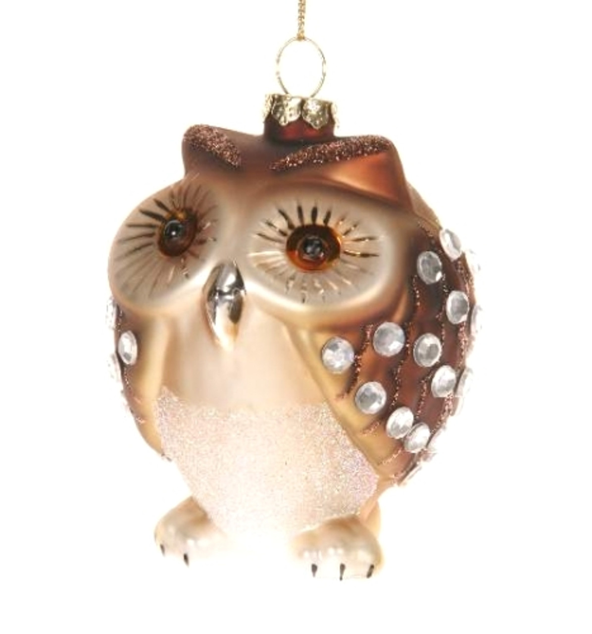 Adorable Little Brown Owl with Rhinestones Christmas Holiday Ornament ...