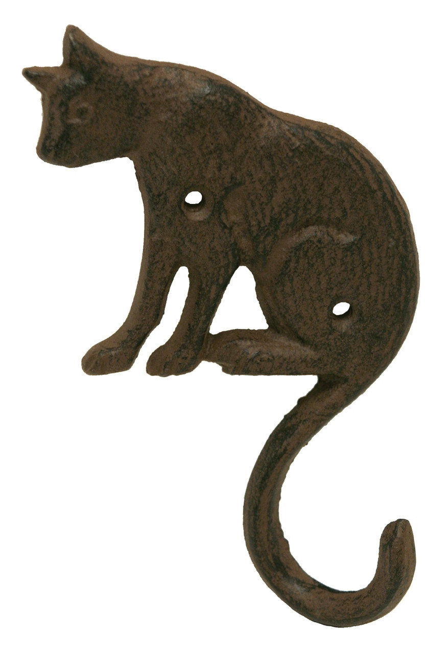 Family Pet Kitty Cat Single Wall Hook Cast Iron 6.25 Inches - Mary B  Decorative Art