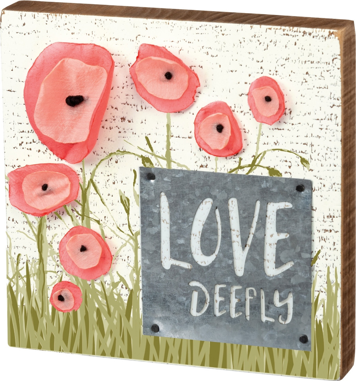 Primitives by Kathy Love Deeply Red Poppies Block Sign Wood 6 Inches ...
