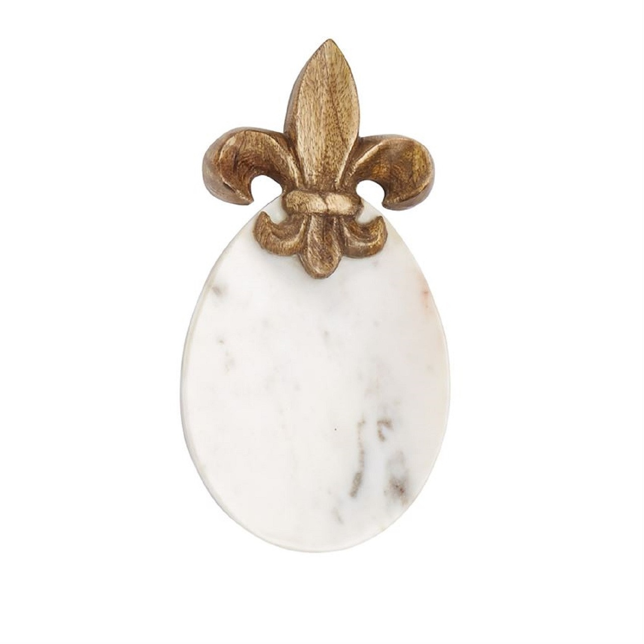 Mud Pie Fleur De Lis Spoon Rest Marble And Wood 7 5 Inches Kitchen