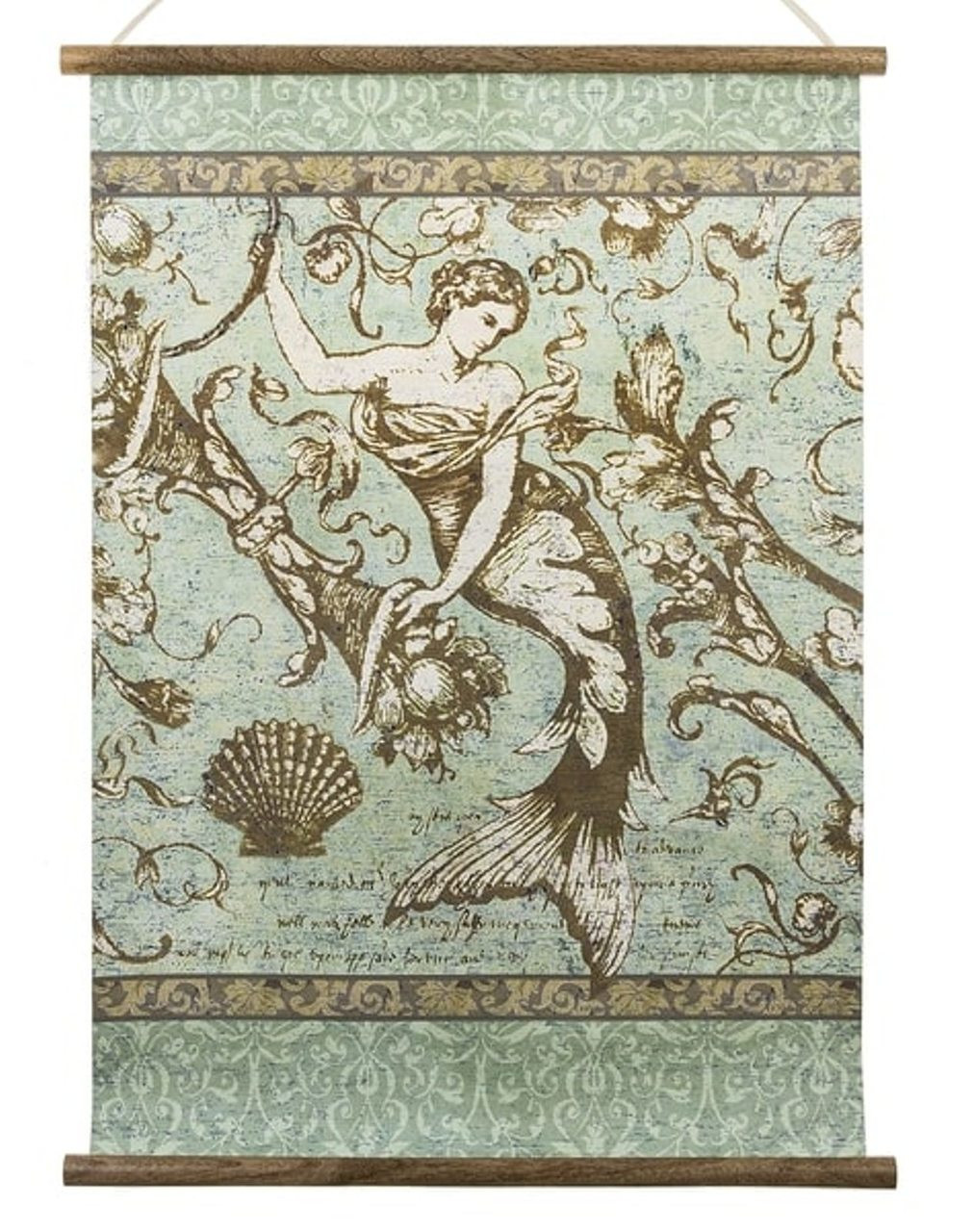 Midwest CBK Mermaid Scroll Art Wood and Paper Teal Wall Decor 24 Inches