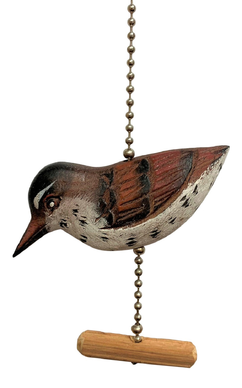 Baby Sandpiper Shore Bird Ceiling Fan Pull Carved Wood Mary B