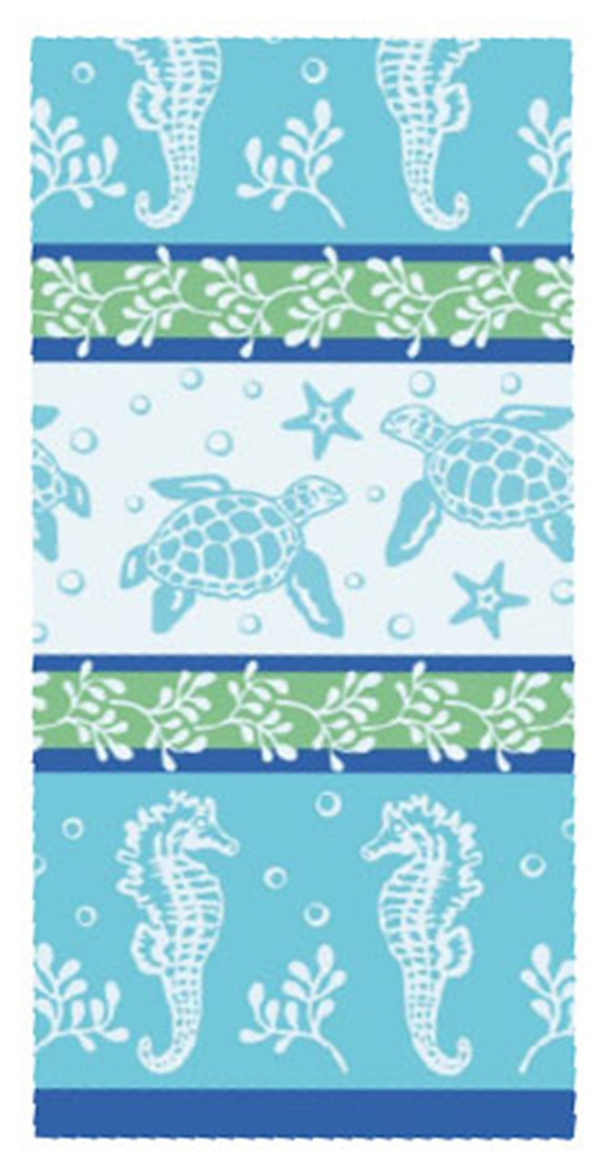 Starfish Jacquard Tea Towel Blue Shells Pattern Kay Dee Cotton