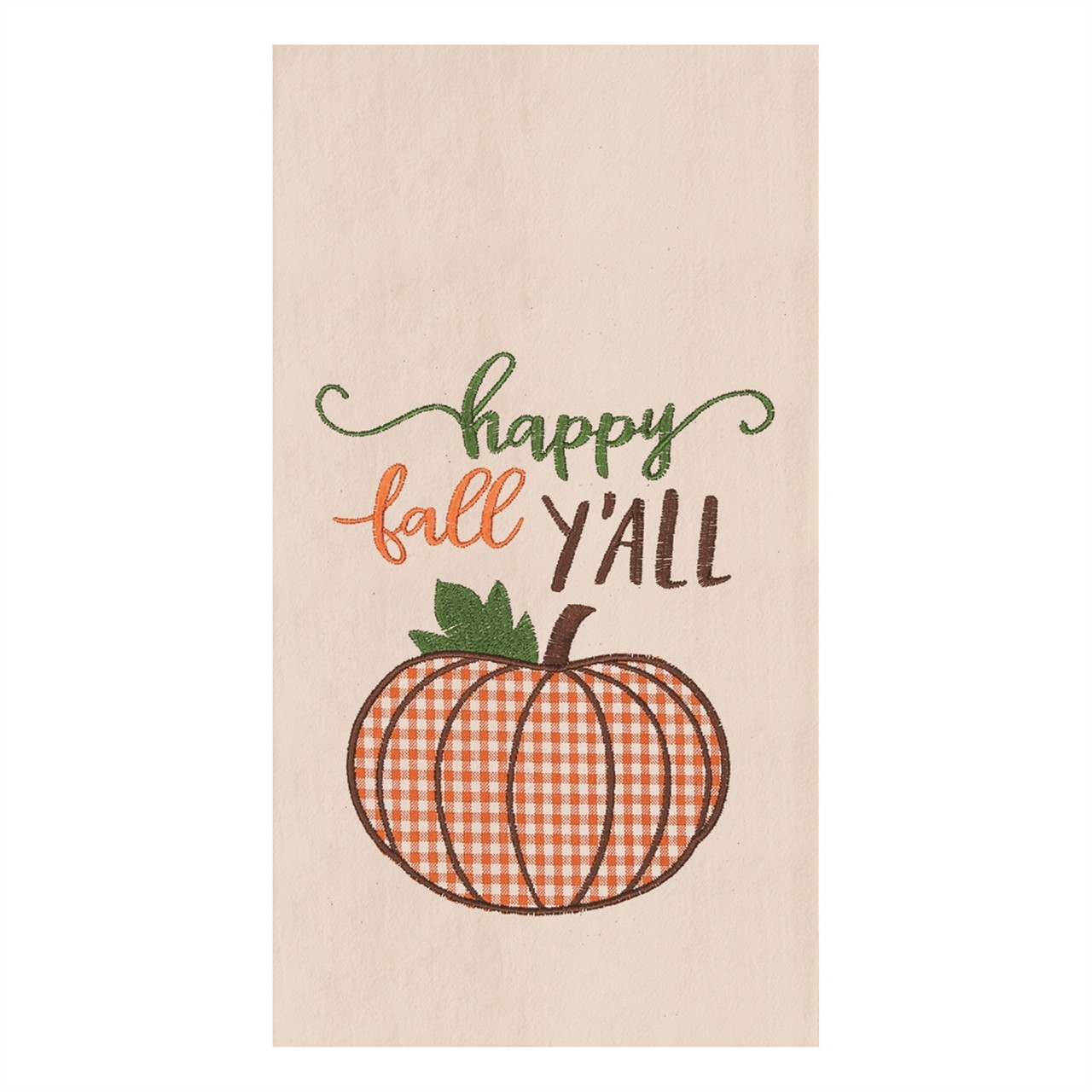 Happy Fall Yall Plaid Pumpkin Embroidered Appliqued Kitchen Dish
