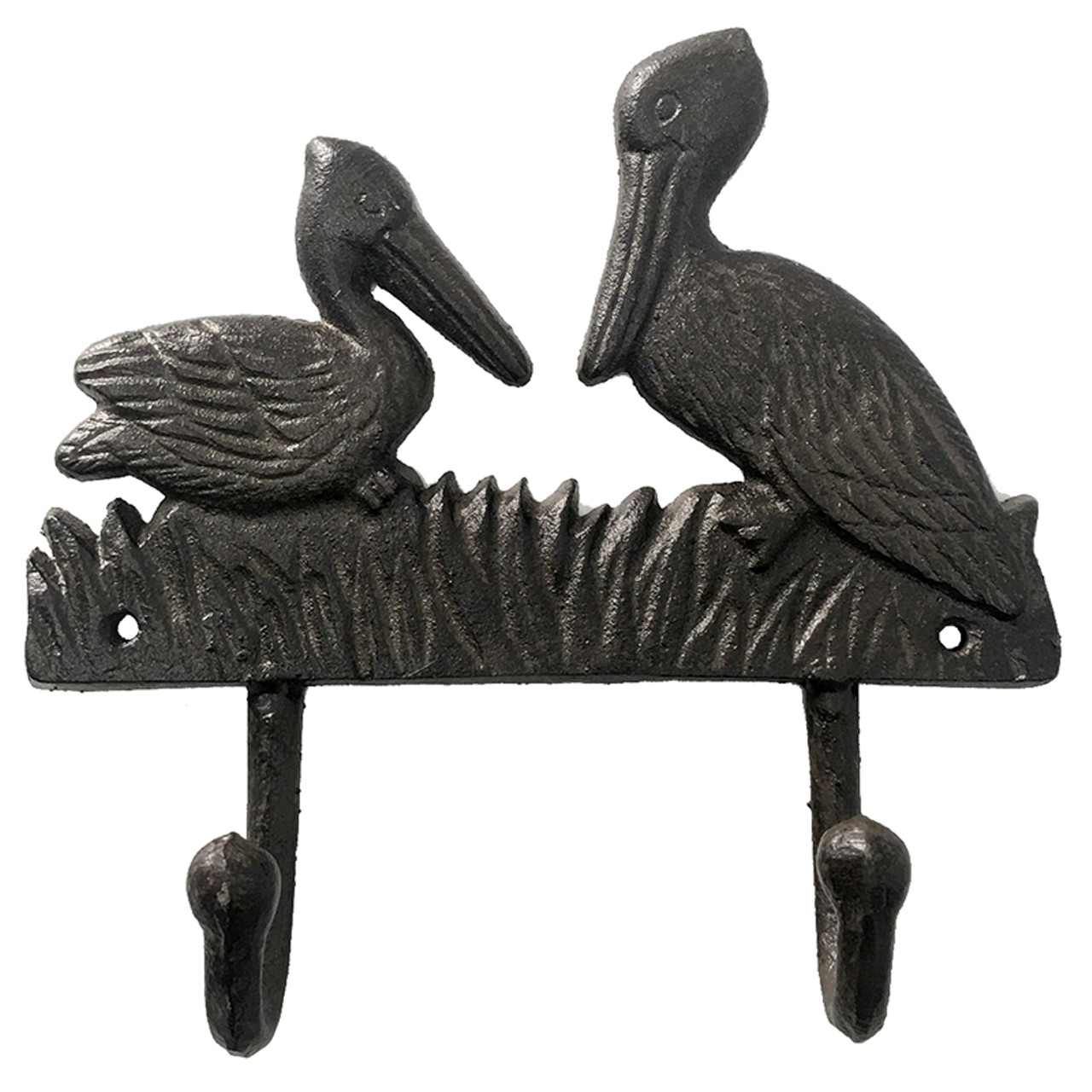 Pelicans Perched Double Wall Hook Cast Iron 7.75 Inches - Mary B Decorative  Art