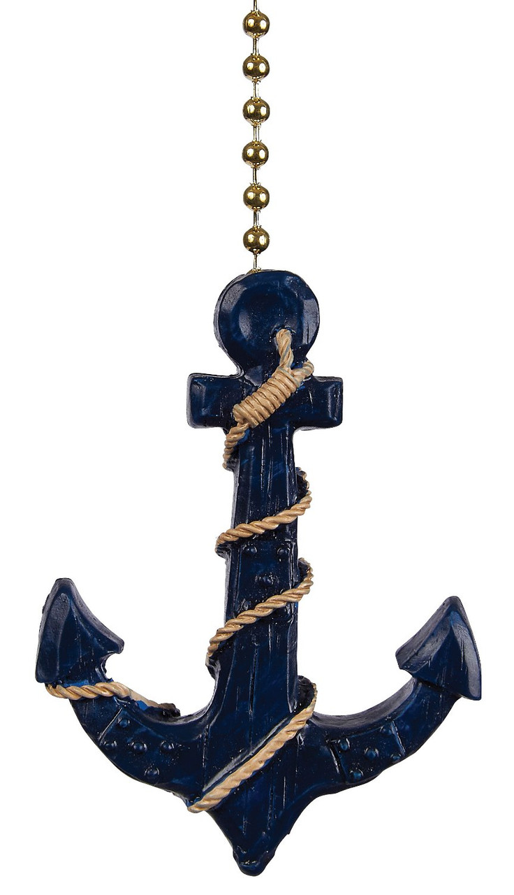 Navy Blue Anchor Ceiling Fan Light Dimensional Pull Resin Mary B Decorative Art