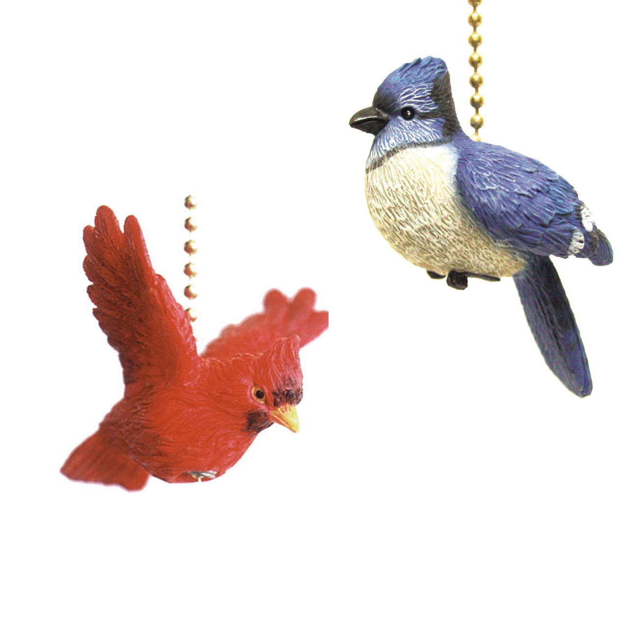 Red Cardinal and Blue Jay Backyard Birds Ceiling Fan or Light Pulls Set of  2 - Mary B Decorative Art