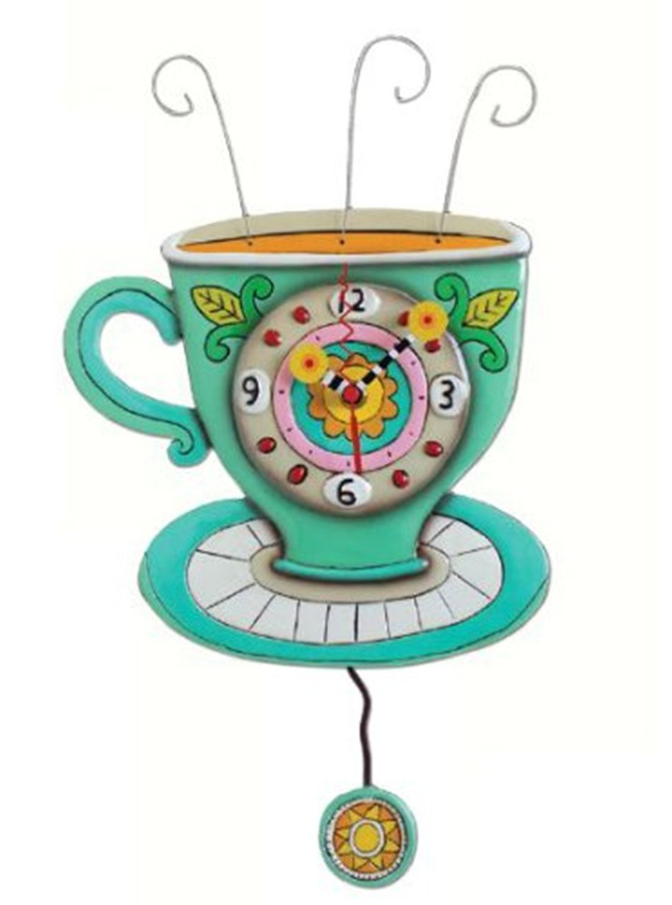Allen Designs Sunny Cup Full of Coffee Kitchen Pendulum Battery Wall