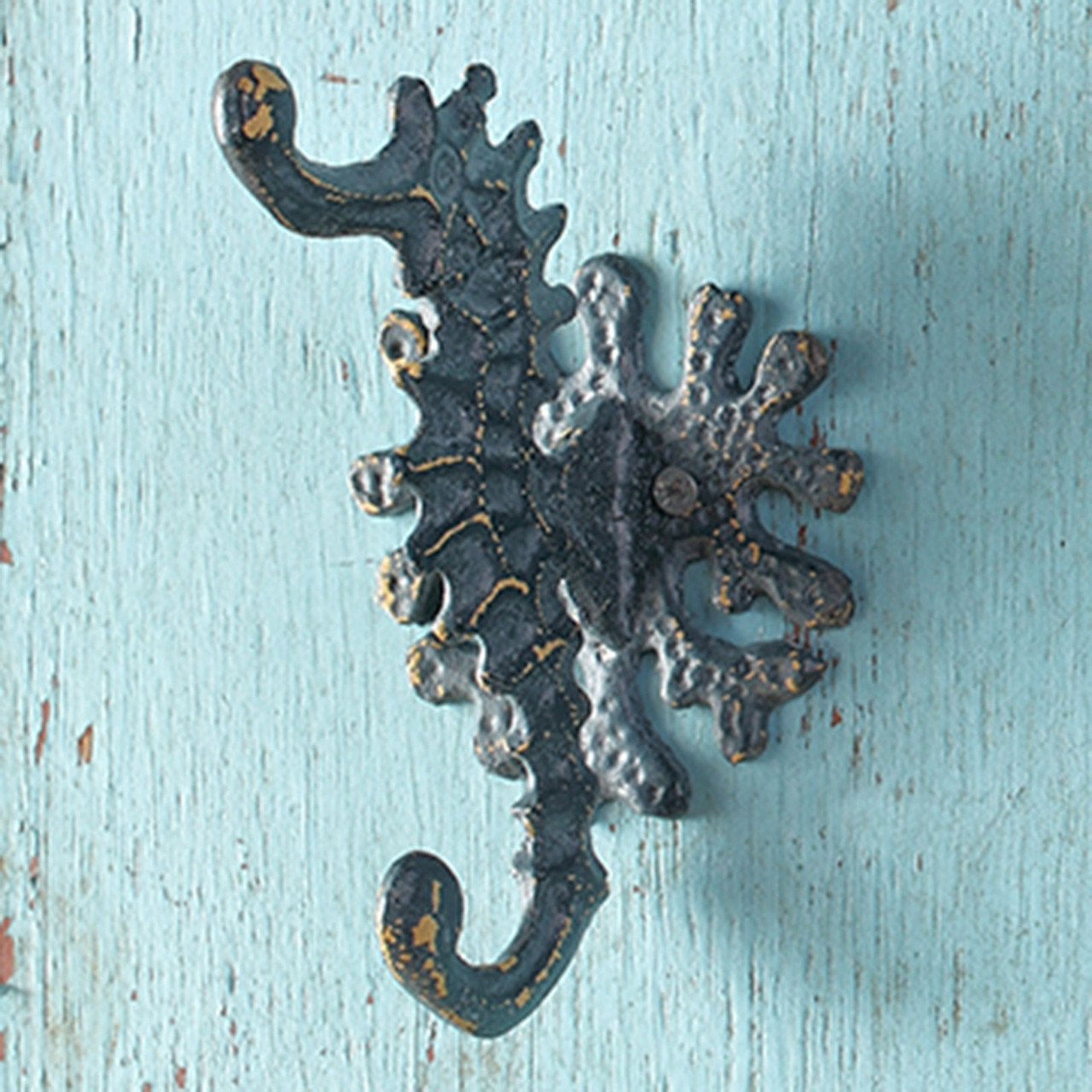 Coastal Seahorse Wall Hook Cast Iron 5 Inch Wall Decor Mary B
