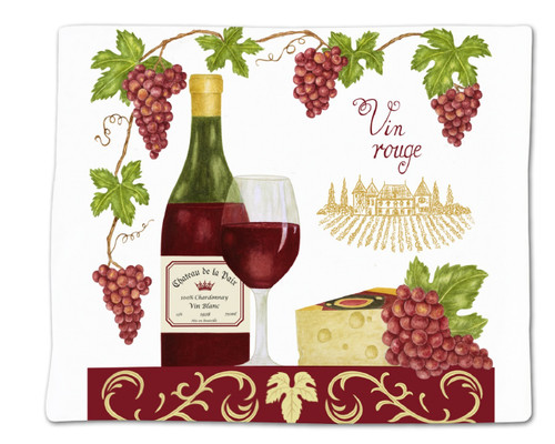 Alice's Cottage Red Wine and Red Grapes Flour Sack Kitchen Towel 36 Inches