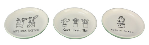 Cactus Can't Touch This Lookin Sharp Lets Stick Together Dishes Set of 3 Ceramic