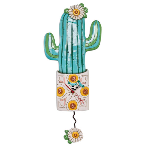Allen Designs Desert Bloom Cactus Pendulum Wall Clock Battery Operated