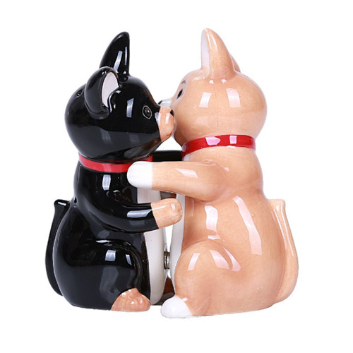 Hugging Chihuahua Dogs Ceramic Salt and Pepper Shakers Magnetic