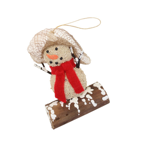 Beachcombers Sandman Snowman with Red Scarf Christmas Holiday Ornament Wood