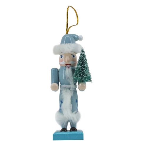 Beachcombers Santa Nutcracker with Tree Christmas Holiday Ornament Wood 5 Inches