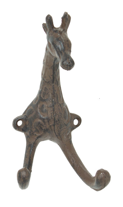 Dimensional Giraffe Double Wall Hook Cast Iron 6 Inches Brown