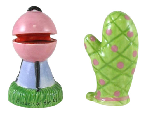 Cape Shore Pink Grill Lime Green Oven Mitt Salt and Pepper Shakers