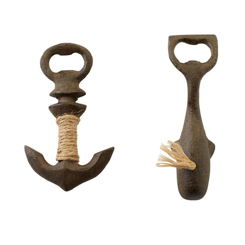 Mud Pie Spouting Whale and Ships Anchor Nautical Bottle Openers Metal Set of 2