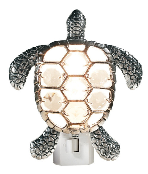 Midwest Embossed Metal and Faceted Beaded Turtle Electric 7 Watt Night Light