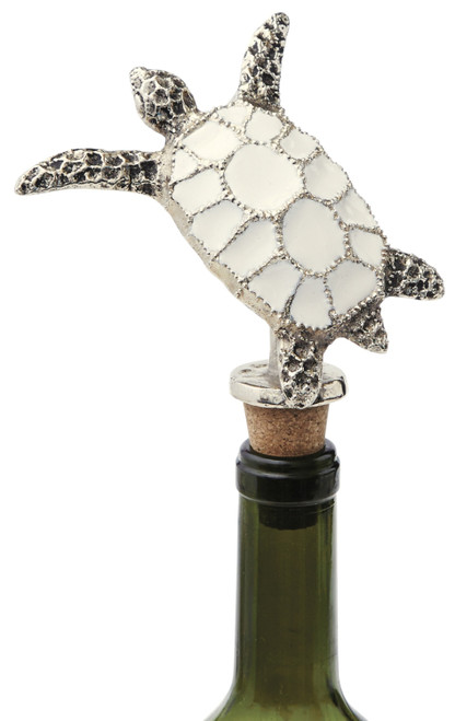 Mud Pie Silver Sea Turtle Creature Wine Bottle Topper Stopper Aluminum 