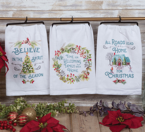 Our Christmas Story Home Believe Kitchen Dish Flour Sack ...