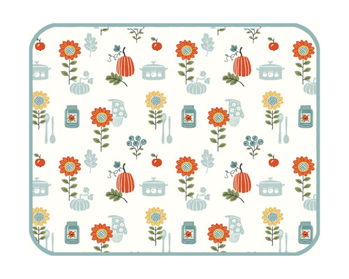 Autumn in Bloom Sunflowers and Pumpkins Fall Kitchen Dish Drying Mat