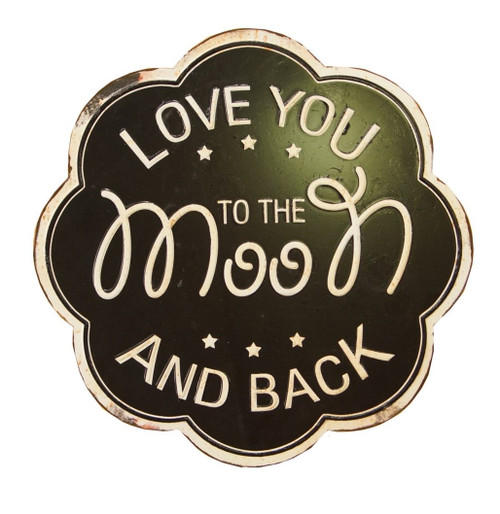 Love You to the Moon and Back Scalloped Wall Plaque Metal 10.5 Inches