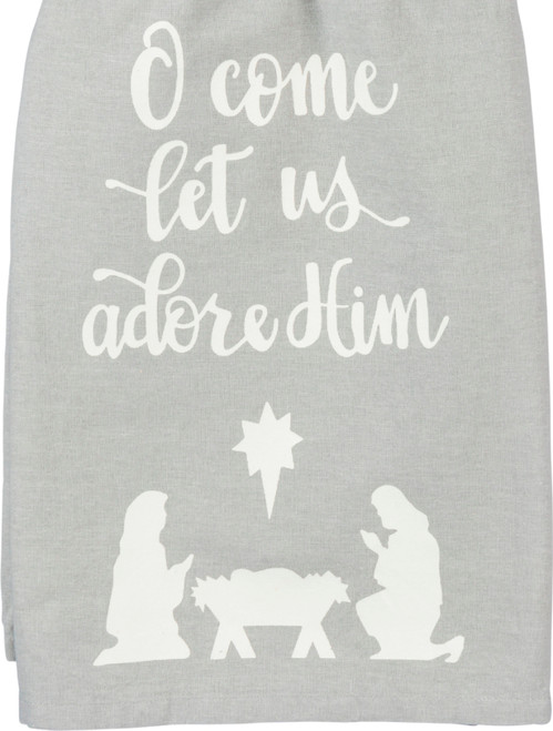 O Come Let Us Adore Him Nativity Christmas Holiday Kitchen Dish Towel