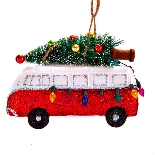 Van with Decorated Tree Christmas Holiday Ornament