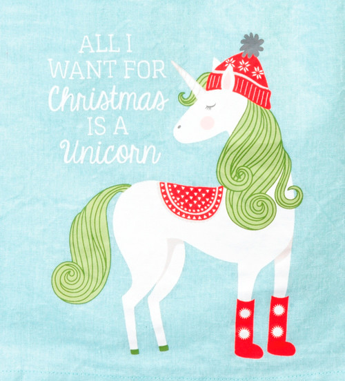 All I Want for Christmas Is a Unicorn Holiday Kitchen Dish Towel