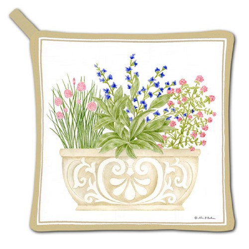 Herb Planter Filled with Herbs Kitchen Pot Holder Cotton