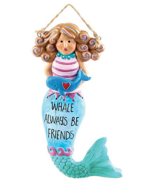 Whale and Mermaid Whale Always Be Friends Wall Plaque