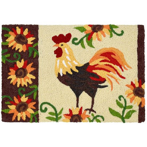 Rooster and Sunflowers 30 X 20 Inch Area Accent Washable Rug
