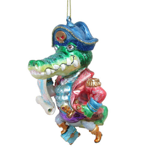 Pirate Crocodile with Map Christmas Holiday Ornament December Diamonds
