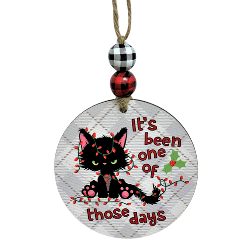 Its Been One of Those Days Bad Mood Kitty Cat Christmas Ornament Wood