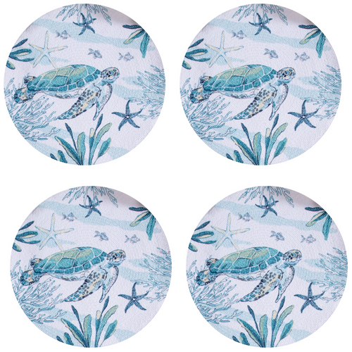 Sea Turtle Go with Flow Blue Sea Braided Placemats Kitchen Dining Room Set of 4