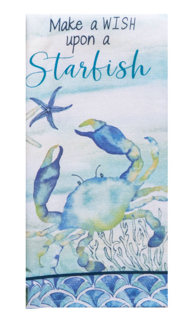 Blue Crab Wish Upon a Starfish Great Blue Sea Dual Purpose Kitchen Terry Towel