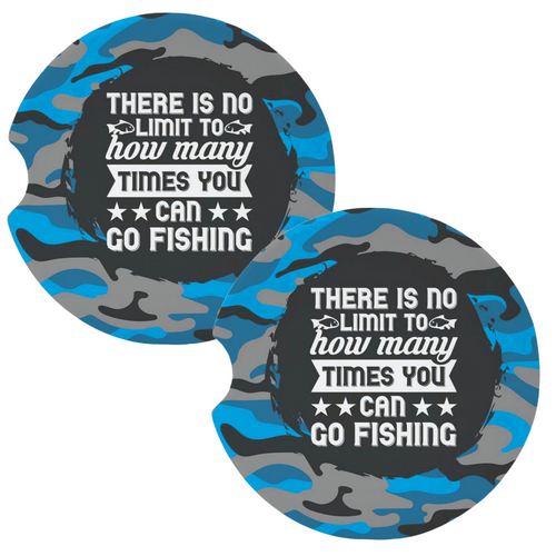 No Limit How Many Times Go Fishing Coasters for Car Cup Holders Set of 2