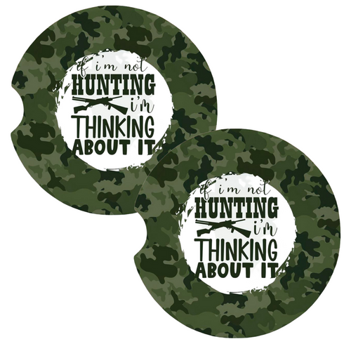 If I'm Not Hunting Thinking About It Camo Coasters for Car Cup Holders Set of 2