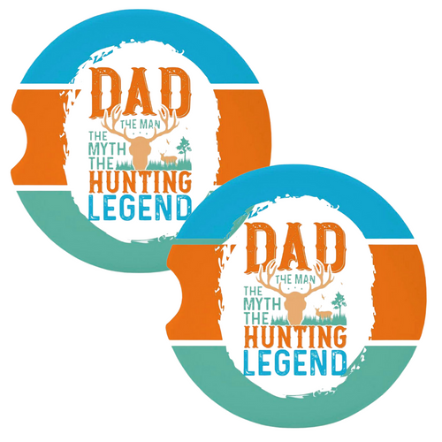 Dad The Man Myth Hunting Legend Coasters for Car Cup Holders Set of 2